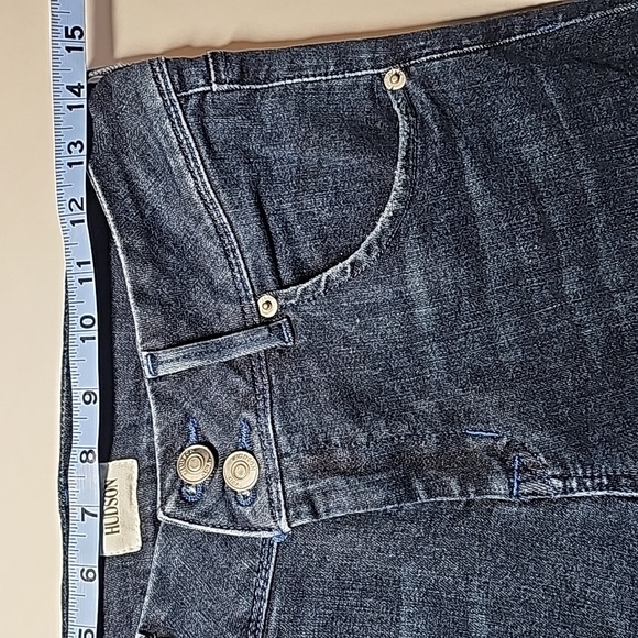 Hudson Collin Blue Jeans Denim Pants Mid-Rise Bootcut Crop Button Flap Pocket 28 - Picture 13 of 16